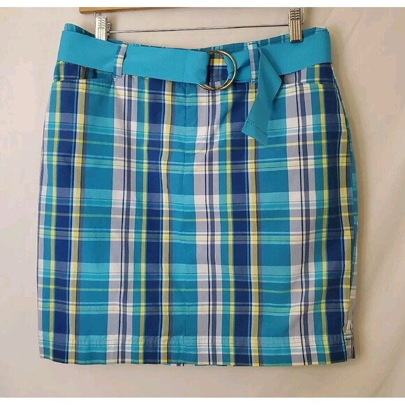 Chaps Plaid Skirt Womens Size 6 Pencil Straight Turquoise - Picture 2 of 5